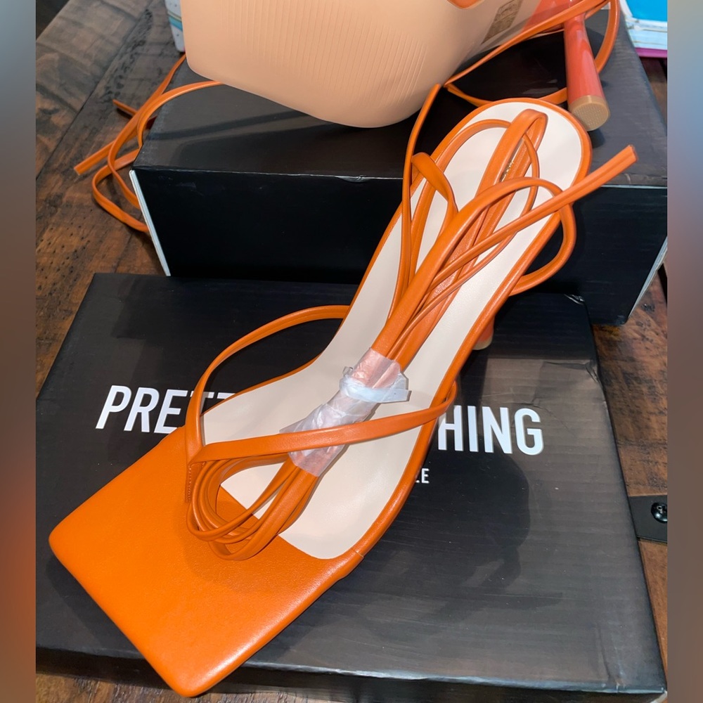Orange strap heels